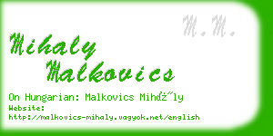 mihaly malkovics business card